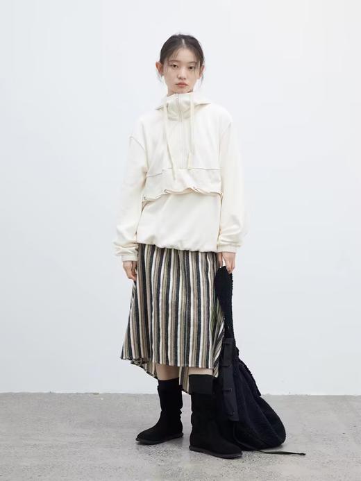 步履不停/4D15082C/套头拼接设计灰色白色卫衣外套 商品图1