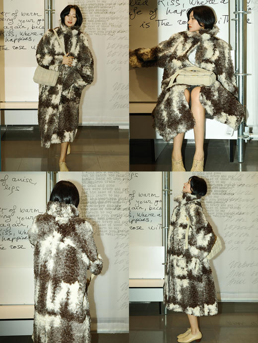 HIDEMI进口可再生纤维环保皮草特殊染色工艺大翻领加厚款毛毛长款浴袍感大衣皮衣 商品图3