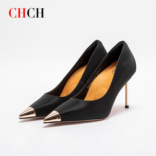 2024秋冬新品CHCH平衡鞋专柜同款牛皮尖头细跟时尚高跟鞋女鞋CO2B5391 商品图0