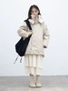 步履不停/4D26002C/连帽橄榄扣米白色中长款羽绒服 商品缩略图1