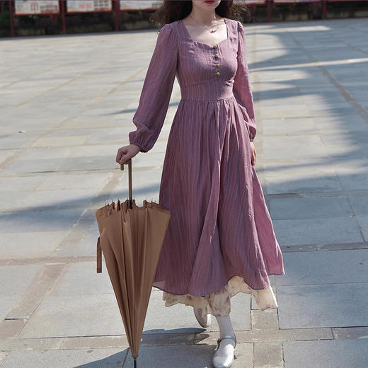 裁缝学苑AS370法式收腰方领长袖连衣裙纸样女装拼接下摆裙子样板 商品图4