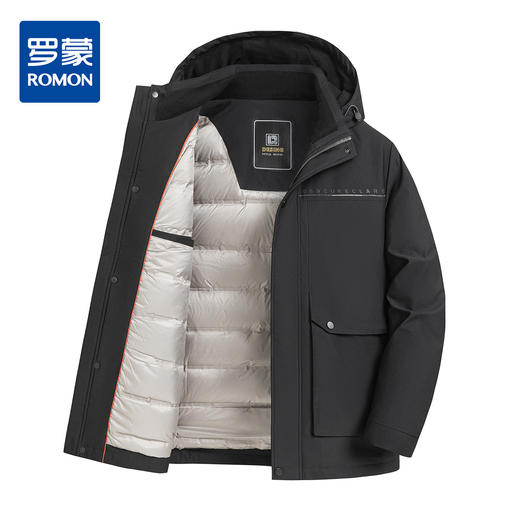 罗蒙秋冬季男装鸭绒服舒适保暖羽绒服男时尚连帽百搭纯色男士外套 商品图6