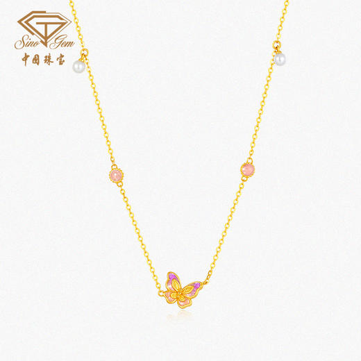 「LOVESTAR-爱的礼物」足金蝶恋花语项链 5G黄金蝴蝶项链【Y】 商品图3