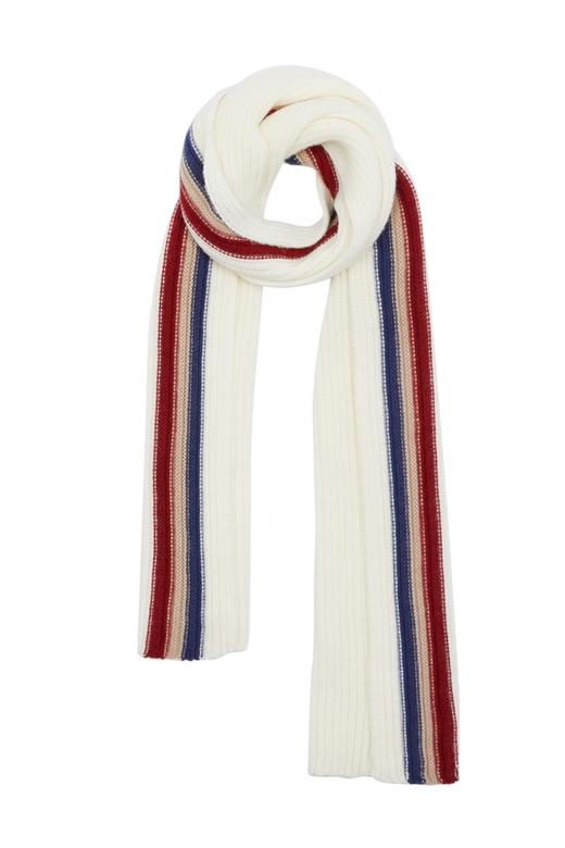 SUMMER & SAGE 条纹饰白色针织围巾 5823 商品图1