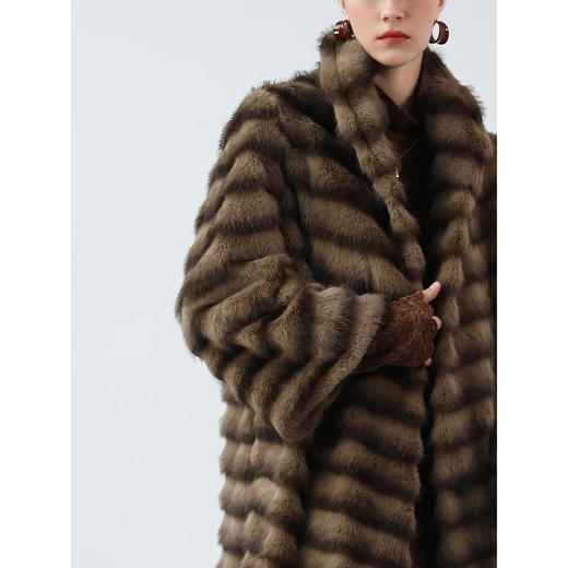 COCOBELLA仿水貂原色夹革环保皮草外套长款御寒大衣FU0007 商品图2