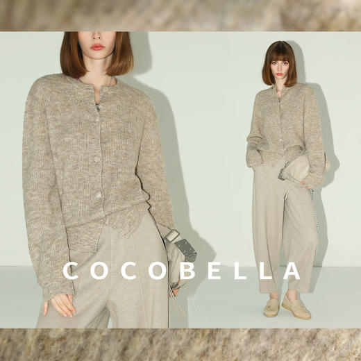 COCOBELLA静奢风慵懒惬意花纱针织衫短款裸领毛衣开衫MZ7063 商品图1