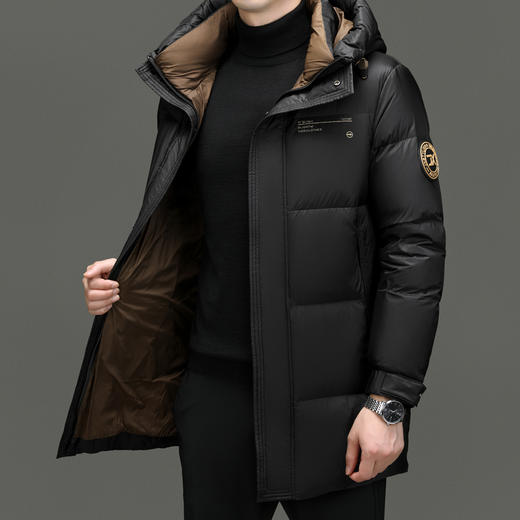 【精选】罗蒙2024冬季新款90鸭绒男士商务休闲防寒保暖中长款羽绒服 商品图1