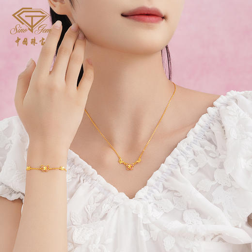 「LOVESTAR-爱的礼物」黄金爱羽成蝶项链 足金蝴蝶套链【Y】 商品图4