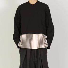 ECOLE DE CURIOSITES 条纹无袖背心(后背有两枚复古玻璃纽扣)