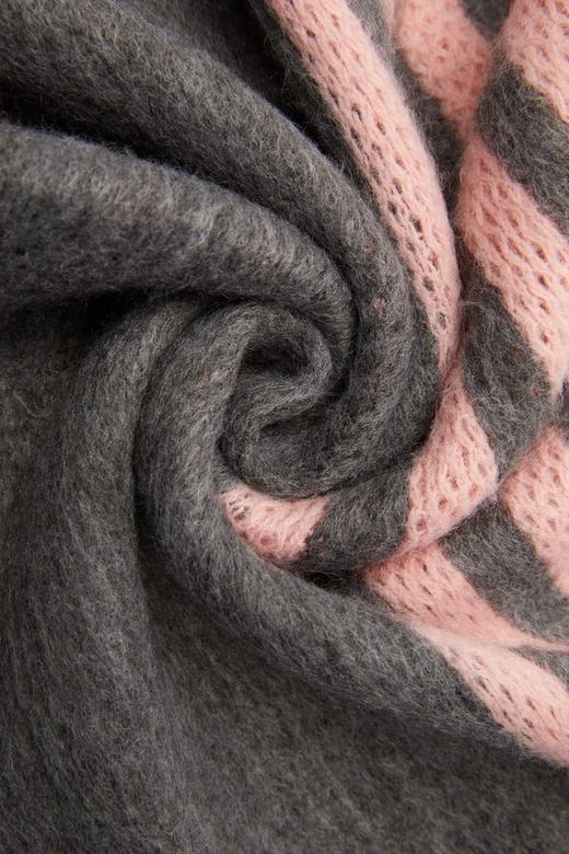 SUMMER & SAGE 灰粉条纹流苏围巾 5006 商品图3