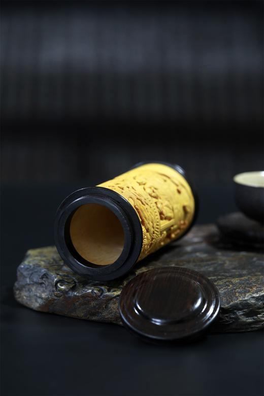 兰亭雅集°黄杨木雕茶叶罐 商品图9