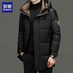 【精选】罗蒙2024冬季新款90鸭绒男士商务休闲防寒保暖中长款羽绒服