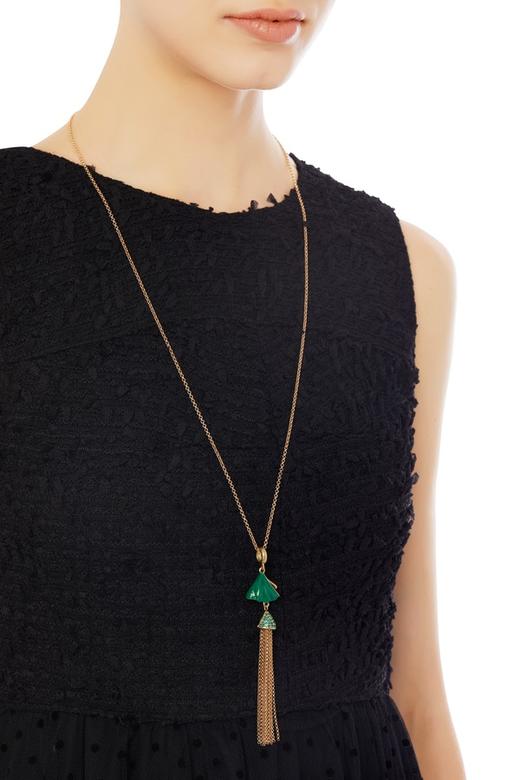 DEDE迪迪 孔雀绿流苏项链 4995 商品图0