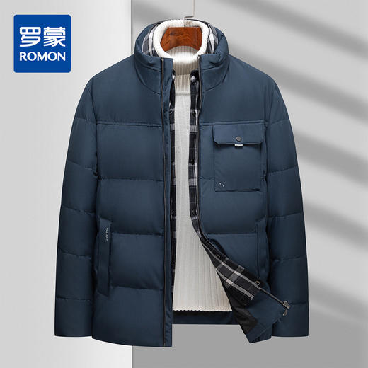 【可拆卸衬衫领】罗蒙秋冬男装时尚假两件男士羽绒服休闲百搭羽绒服男舒适保暖男士外套 商品图1