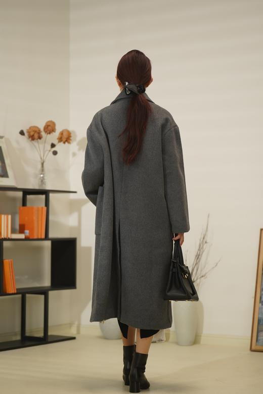 【M1】AM高级灰翻领单排扣大衣6D8315110080 商品图2