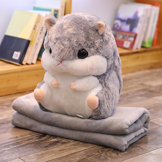 【卡通可爱仓鼠三合一】抱枕毯 暖手抱枕插手毯子两用 公仔毛绒玩具玩偶 商品图5
