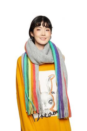 SUMMER & SAGE 彩色条纹流苏围巾 5657