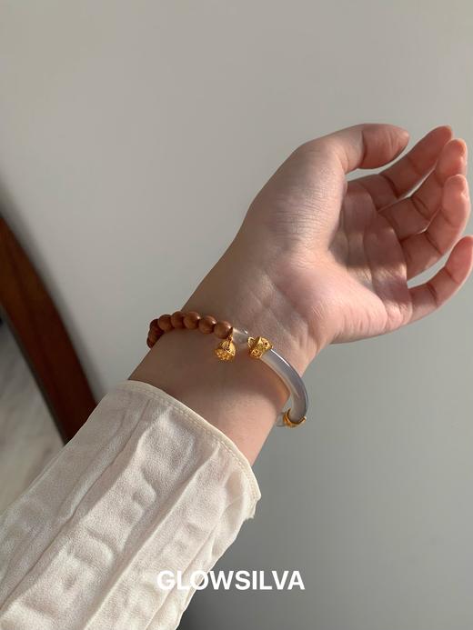 中式清冷感 烟紫玉髓檀木拼接半镯 商品图3