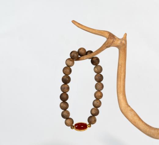 DIY绿棋楠珠链0.8（单圈） 佩珠：南红六字隔珠 商品图2