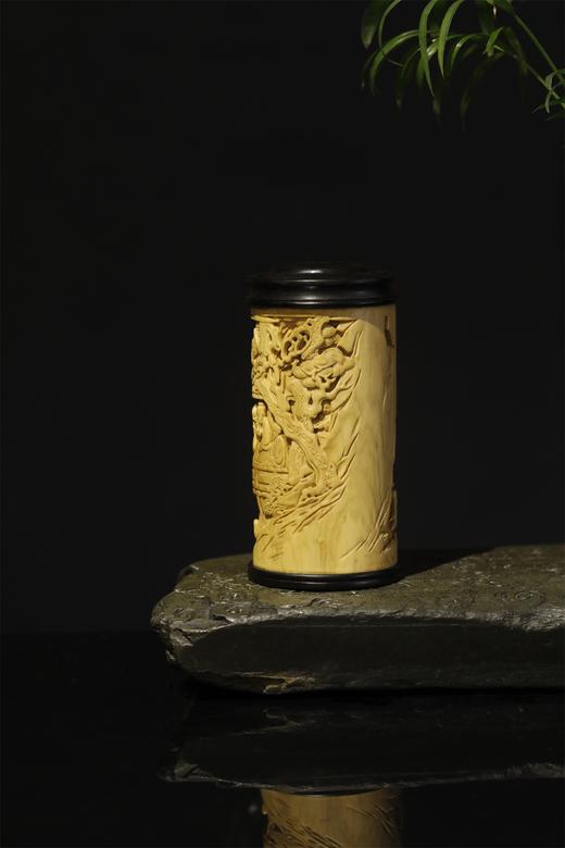 兰亭雅集°黄杨木雕茶叶罐 商品图1