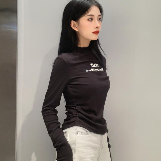 MZ中领小字母加绒长袖打底衫41115（黑白） 冬季 144030160321 商品图2