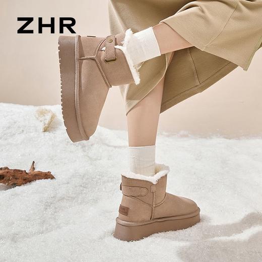 ZHR则则加绒雪地靴女2024冬季新款厚底增高保暖面包鞋东北棉鞋女 商品图8