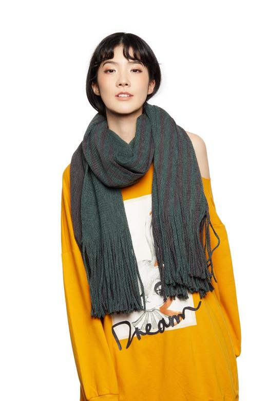 SUMMER & SAGE 条纹流苏长围巾 5627 商品图0