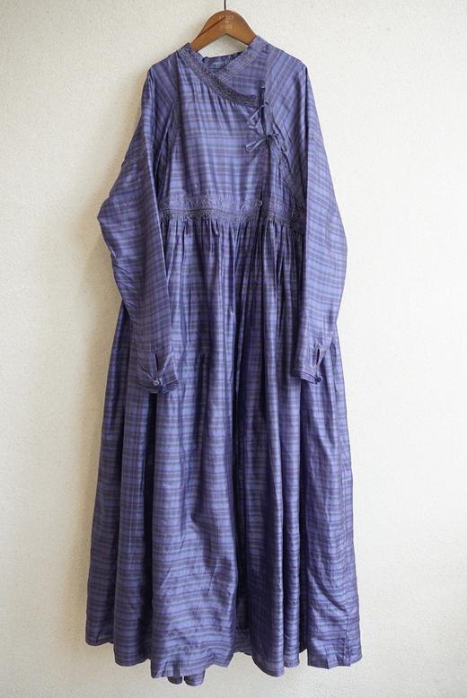 MAKU textiles｜真丝刺绣格纹交叠式连衣裙 商品图9