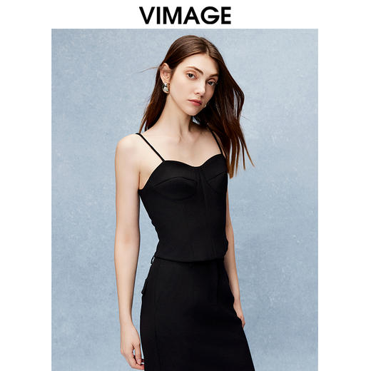 VIMAGE纬漫纪秋冬季新款时尚修身百搭显瘦吊带短上衣V2213836 商品图3