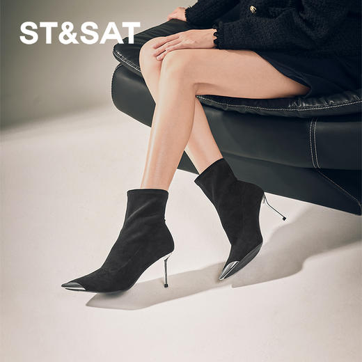 星期六气质尖头细高跟显瘦时装靴SSC4116318 商品图4