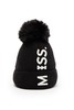 OCTAVIA 字母毛球黑色针织帽 5650 商品缩略图1