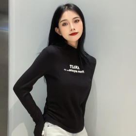 MZ中领小字母加绒长袖打底衫41115（黑白） 冬季 144030160321