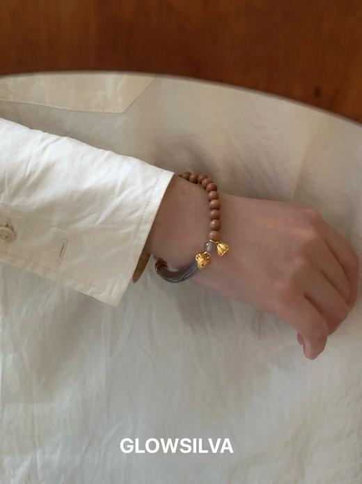 中式清冷感 烟紫玉髓檀木拼接半镯 商品图2