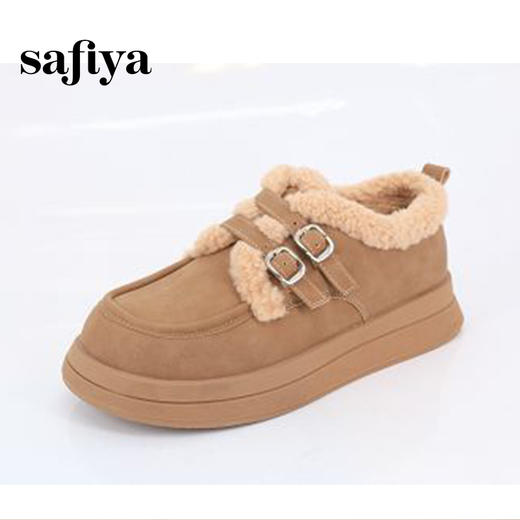 Safiya/索菲娅2024冬季保暖外穿休闲百搭厚底加绒羊羔毛毛鞋 SF44112007 商品图5