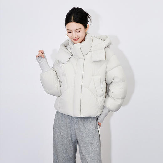 【高货wl】全新升级【铂金会员533/天猫719/差价186】(14346) 洛诗琳秋冬甜美风气质连帽廓形短款羽绒服简约保暖外套 商品图3