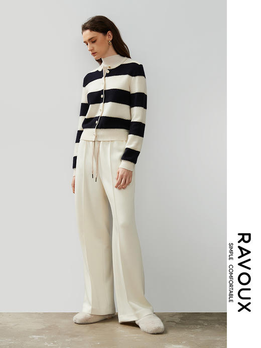 264099907撞色宽条纹羊绒开衫 商品图2