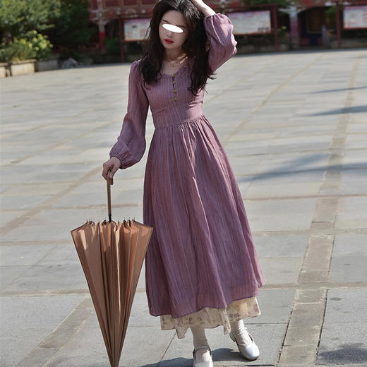 裁缝学苑AS370法式收腰方领长袖连衣裙纸样女装拼接下摆裙子样板 商品图1