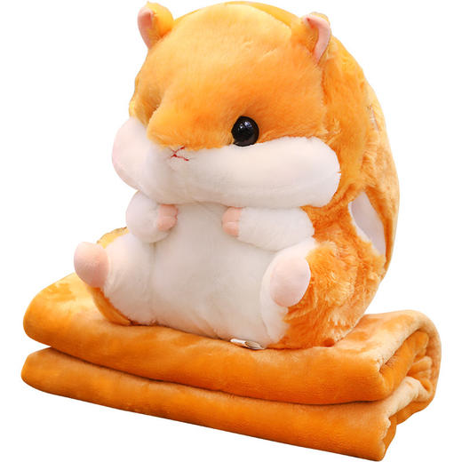 【卡通可爱仓鼠三合一】抱枕毯 暖手抱枕插手毯子两用 公仔毛绒玩具玩偶 商品图4