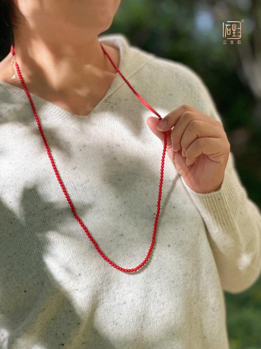 高含量朱砂圆珠多用长链+朱砂耳饰套组 商品图5