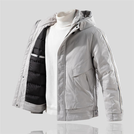 罗蒙秋冬季男装羽绒服男士休闲百搭厚实保暖连帽款羽绒服外套 商品图6