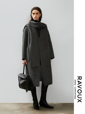 264269907围巾款羊毛混纺阔版大衣