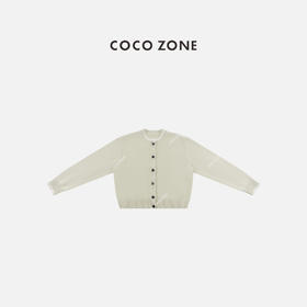 COCO ZONE 圆领长袖螺纹下摆毛针织戴单排扣开衫CC1D2483