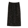 玳莎重工黑色珠片半裙女2024冬季新款流光高级松紧高腰中长裙开衩  ED34306 商品缩略图4