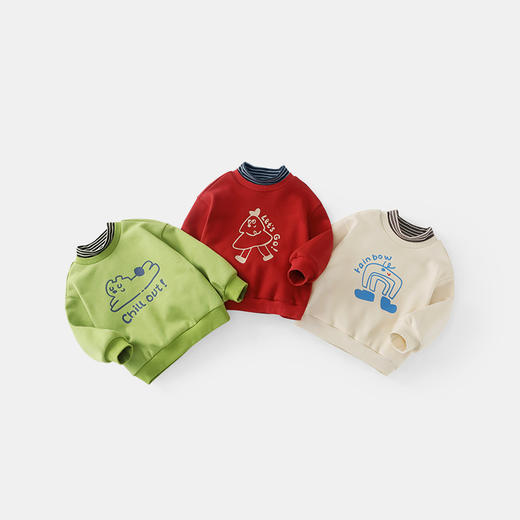齐齐熊宝宝加绒卫衣男童中高半领T恤婴儿加厚上衣儿童打底衫年服 商品图7