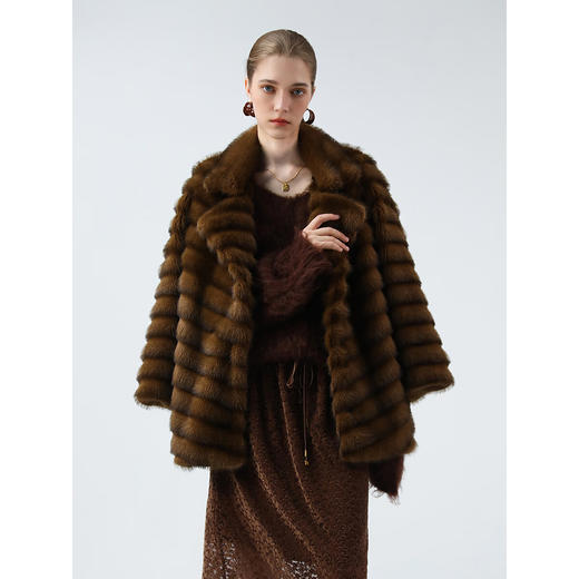 COCOBELLA仿水貂原色夹革环保皮草外套长款御寒大衣FU0007 商品图3