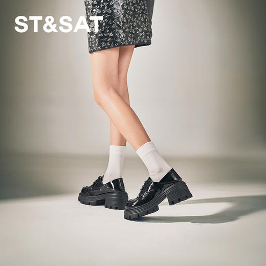 星期六英伦复古可爱蝴蝶结厚底增高乐福SSC3112N07 商品图2