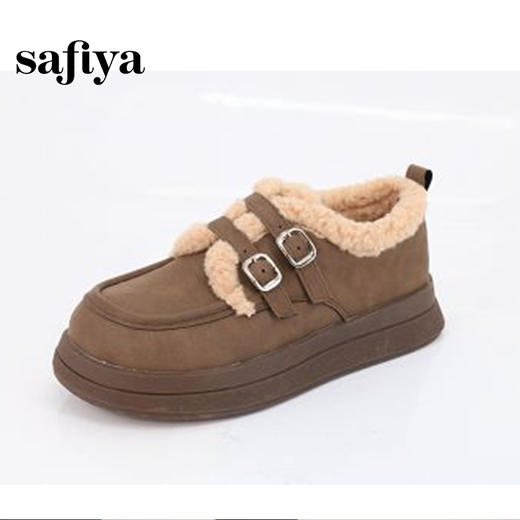 Safiya/索菲娅2024冬季保暖外穿休闲百搭厚底加绒羊羔毛毛鞋 SF44112007 商品图6