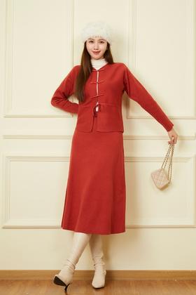 Le Malene 新中式国风针织上衣半裙套装 19192