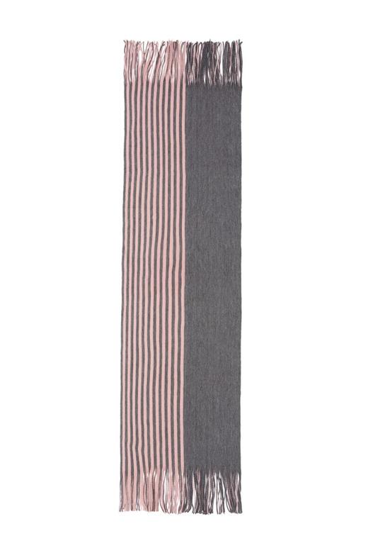 SUMMER & SAGE 灰粉条纹流苏围巾 5006 商品图2