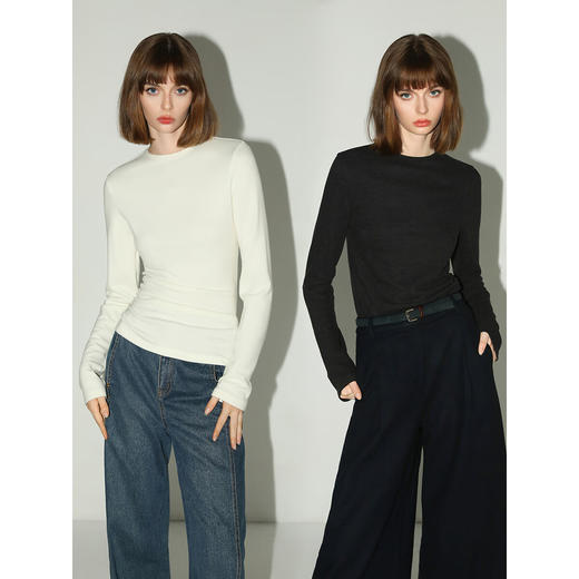 COCOBELLA[人手N件]基础款圆领针织衫柔软内搭长袖T恤TS3025 商品图2